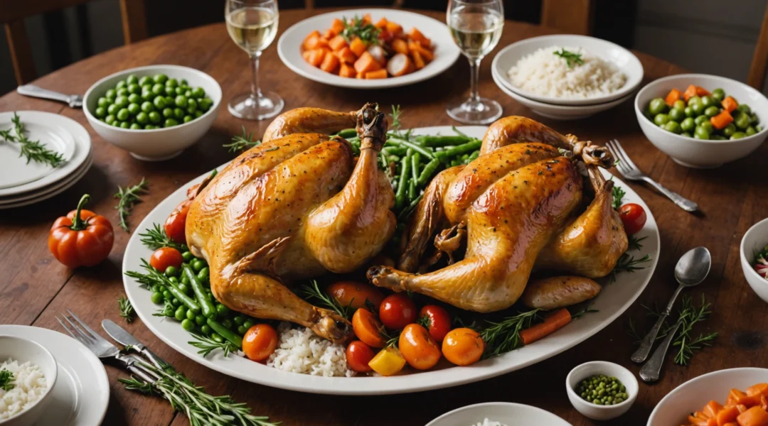 poulet au four et riz